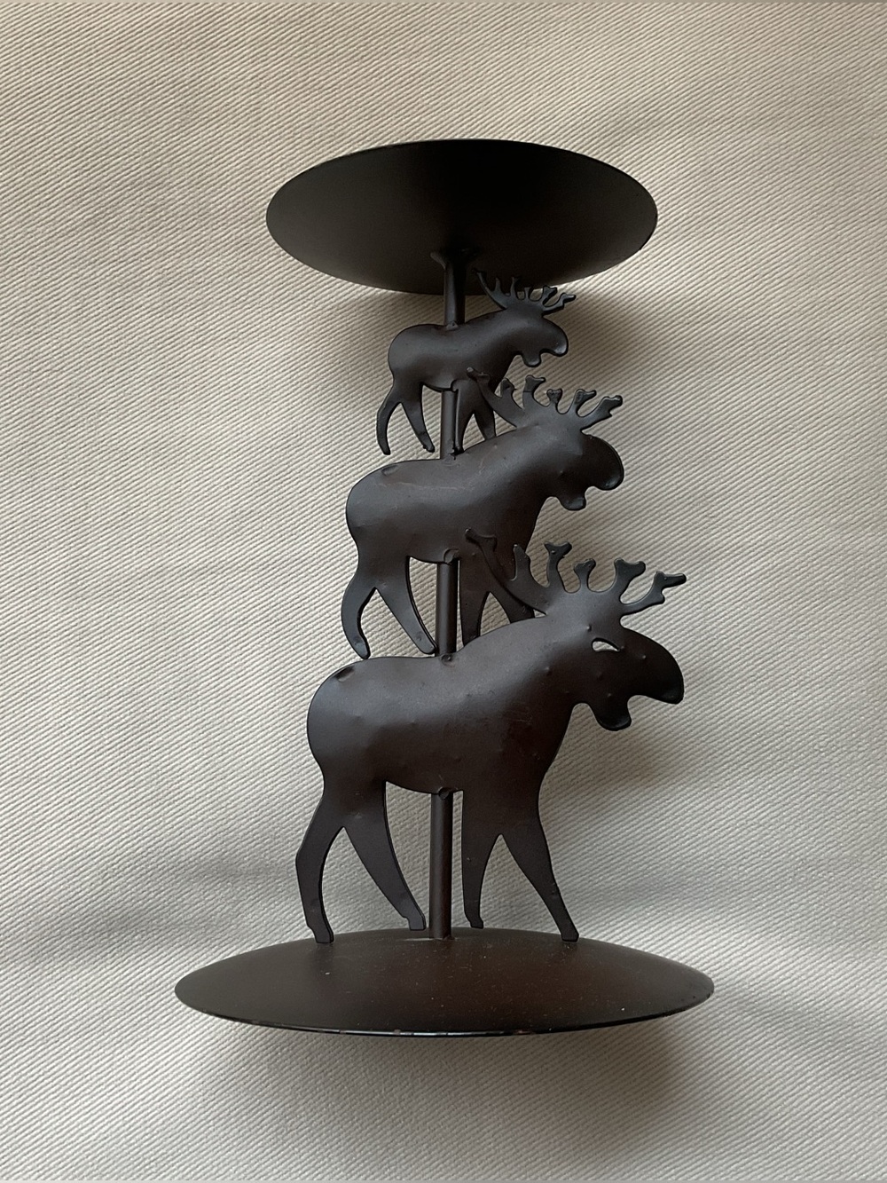 Rustic Biedermann 3 Moose Metal Candle Holder